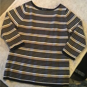 Coldwater Creek Size Large Striped Black, Tan and White Sweater